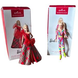 Hallmark 2024 Keepsake Holiday & Hot  Skatin Barbie Ornaments NIB